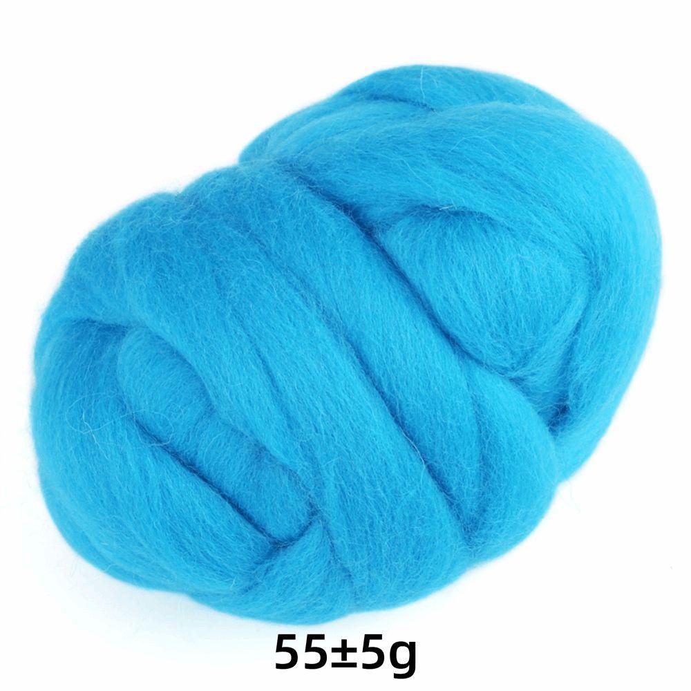 Felt Making 55g Colored Needle Felting Wool Soft Texture Blue Wool Roving Felting Wool DIY Craft