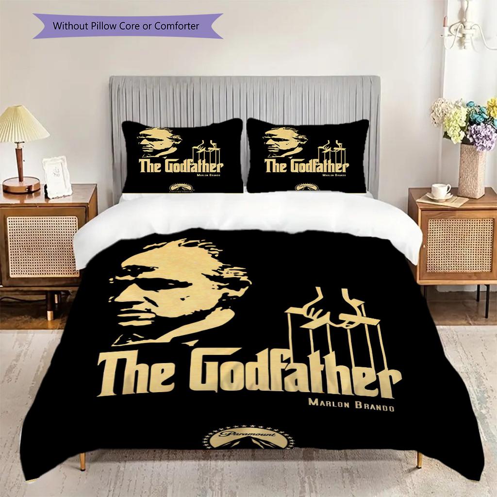 Macht Loyalität Pate Dreiteiliges Set (1 Bettbezug + 2 Kissenbezüge, ohne Füllung) 2D flache Bettbezug und Kissenbezug Weihnachtsgeburtstagsgeschenk