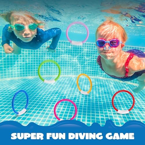 JOYIN Dive Rings, Pool Toys for Kids, Colorful Underwater Training Rings, Swimming Pool Games, Summer Water Fun Gift