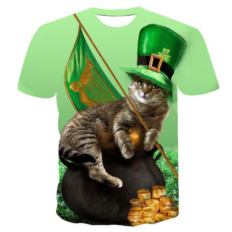 Summer Fashion Green Funny graphic t shirts Men Casual Hip Hop harajuku Printed Tees New Trend Creative Pattern Short Sleeve Top