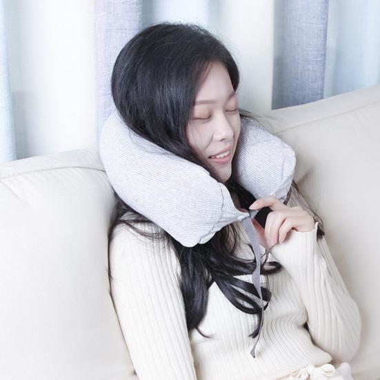 Pernă de călătorie pentru susținerea gâtului cu fermoar ascuns Pernă de călătorie în formă de U, super moale, respirabilă, reglabilă.