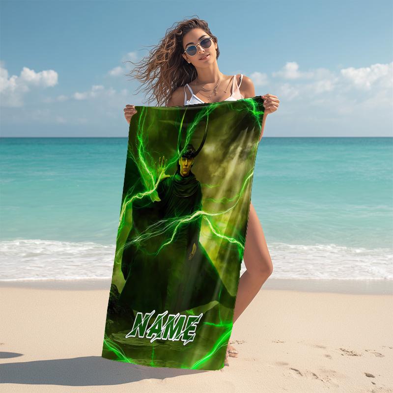 Personalized "Powerful Dark Sorcerer" Beach Towel Microfiber Beach Towel Thin Absorbent for Beach Swimming Yoga Bath Sports. 091059