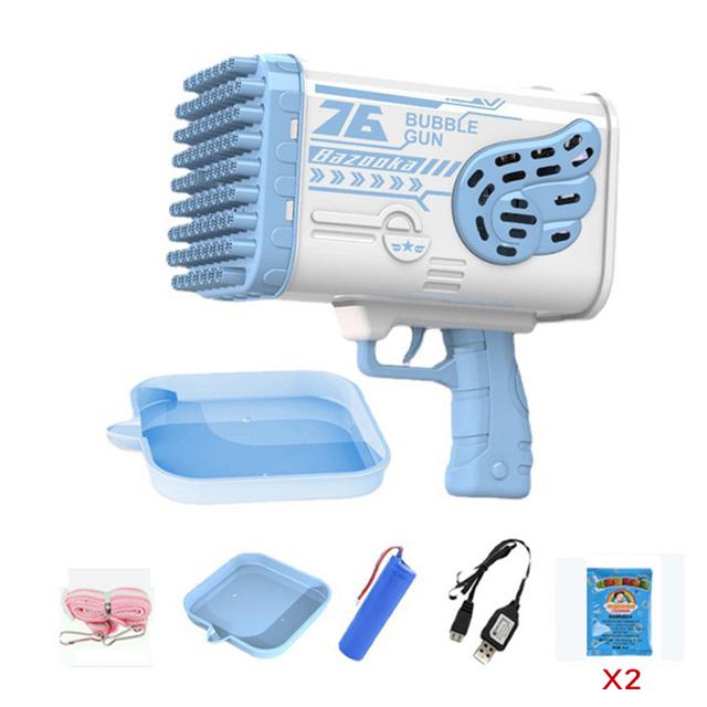 Bubble Gun Rocket 69 Holes Soap Bubbles Machine Gun Shape Automatic Blower With Light Toys For Kids Pomperos Children‘s Day Gift