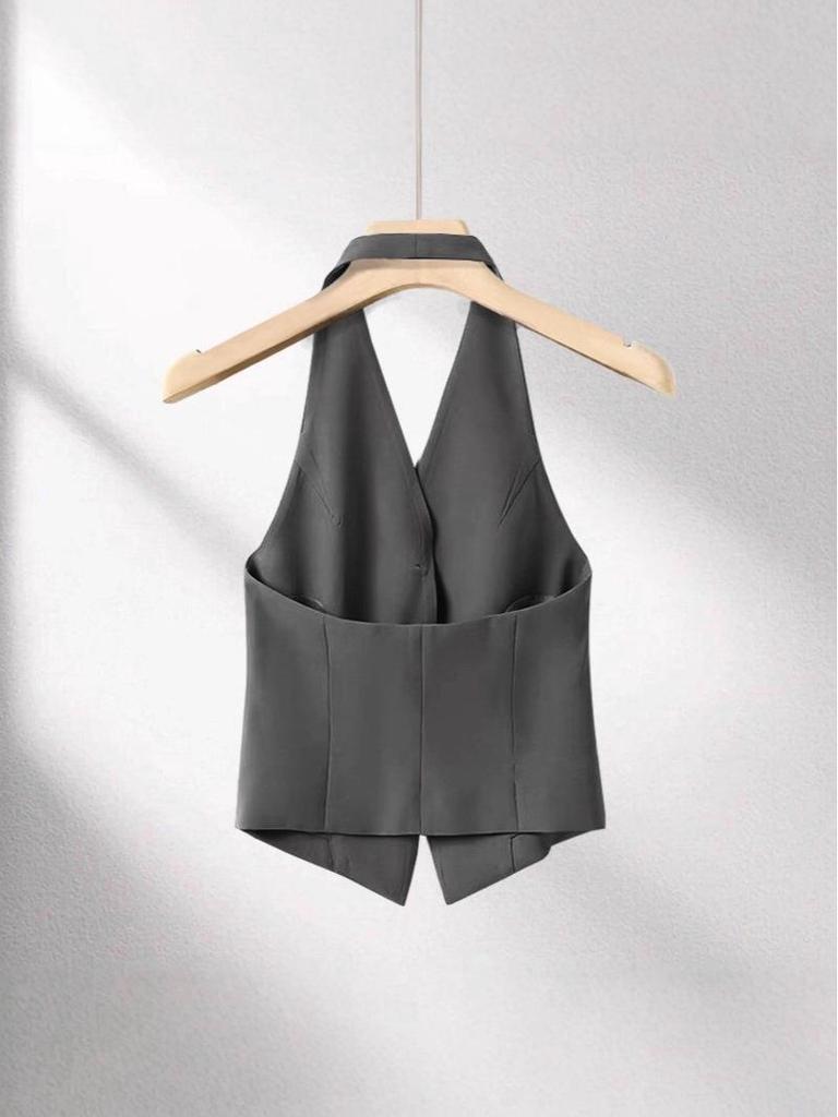 Damski kardigan bez rękawów z dekoltem halter - Nowość na wiosnę 2025