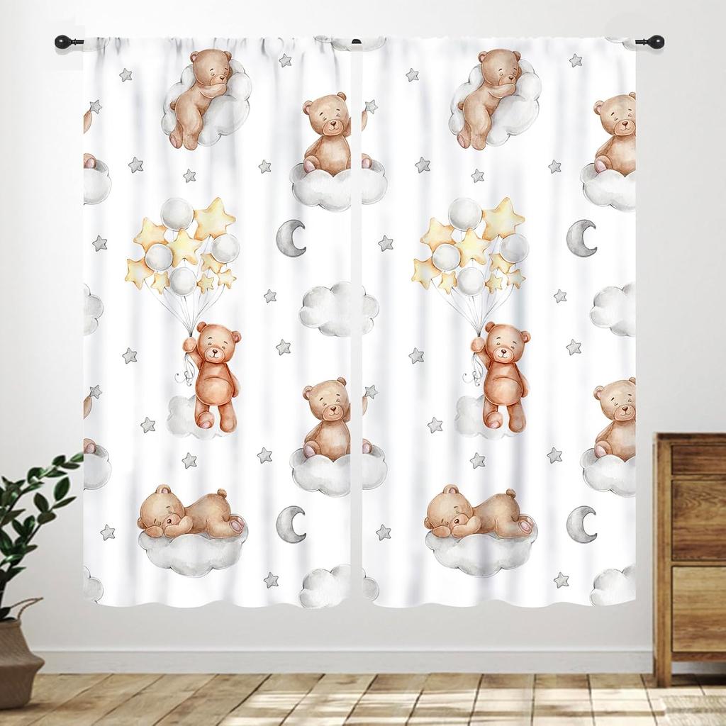 Blue Curtains Kids Room Cartoon Underwater Animals Sharks Turtles Nature Marine Plants Window Drapery Treatments Curtain Polyester Washable Children's