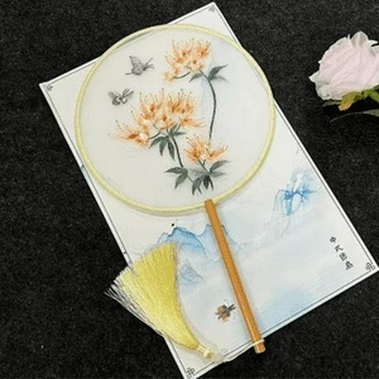 Double-Sided Embroidery Silk Fan: Classical Court Hanfu & Cheongsam Accessory