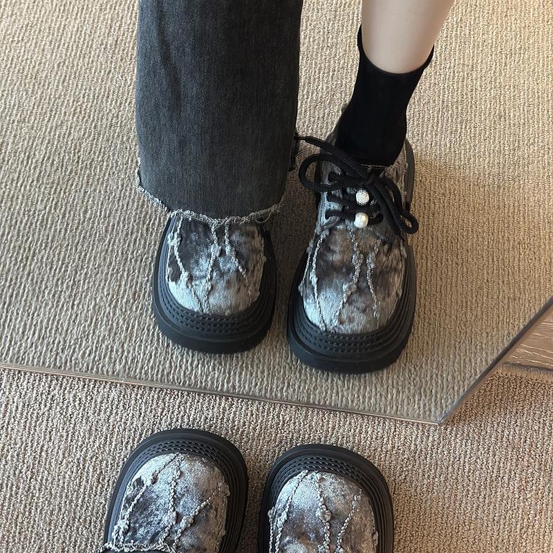 Fashion Women's Thick Soles Increase Casual Shoes Women 2025 Spring Fashion Lace-up Single Shoes Luxury Loafers Platform Leather Shoes