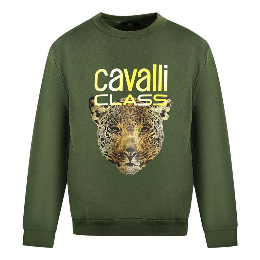 Cavalli Class Mens Leopard Print Logo Sweatshirt