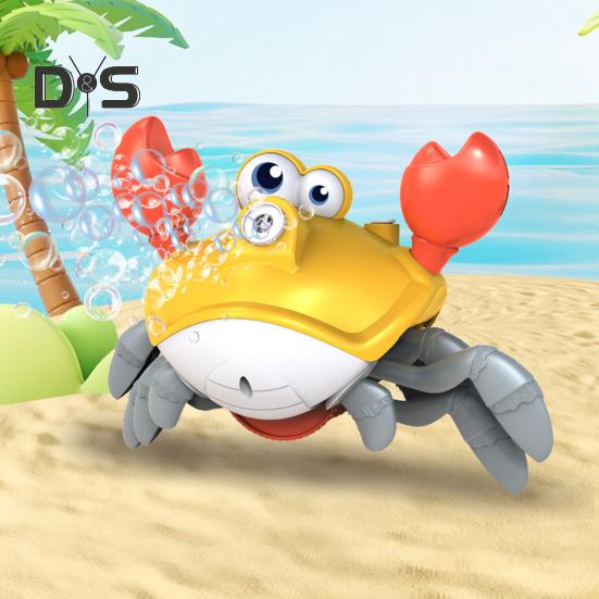 Walking Crab Bubble Machine Automatic Bubble Blower with LED Lights & Music Electric Fun Outdoor Bubble Playset for Kids