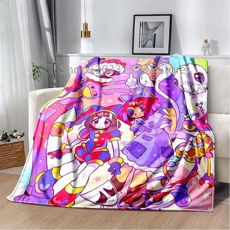Cartoon Pomni Jax Digital Circus Magie Decken, Kinder Überwurfdecke, für Schlafzimmer Wohnzimmer Sofa Bett Auto, Kinder Geschenk, Decke