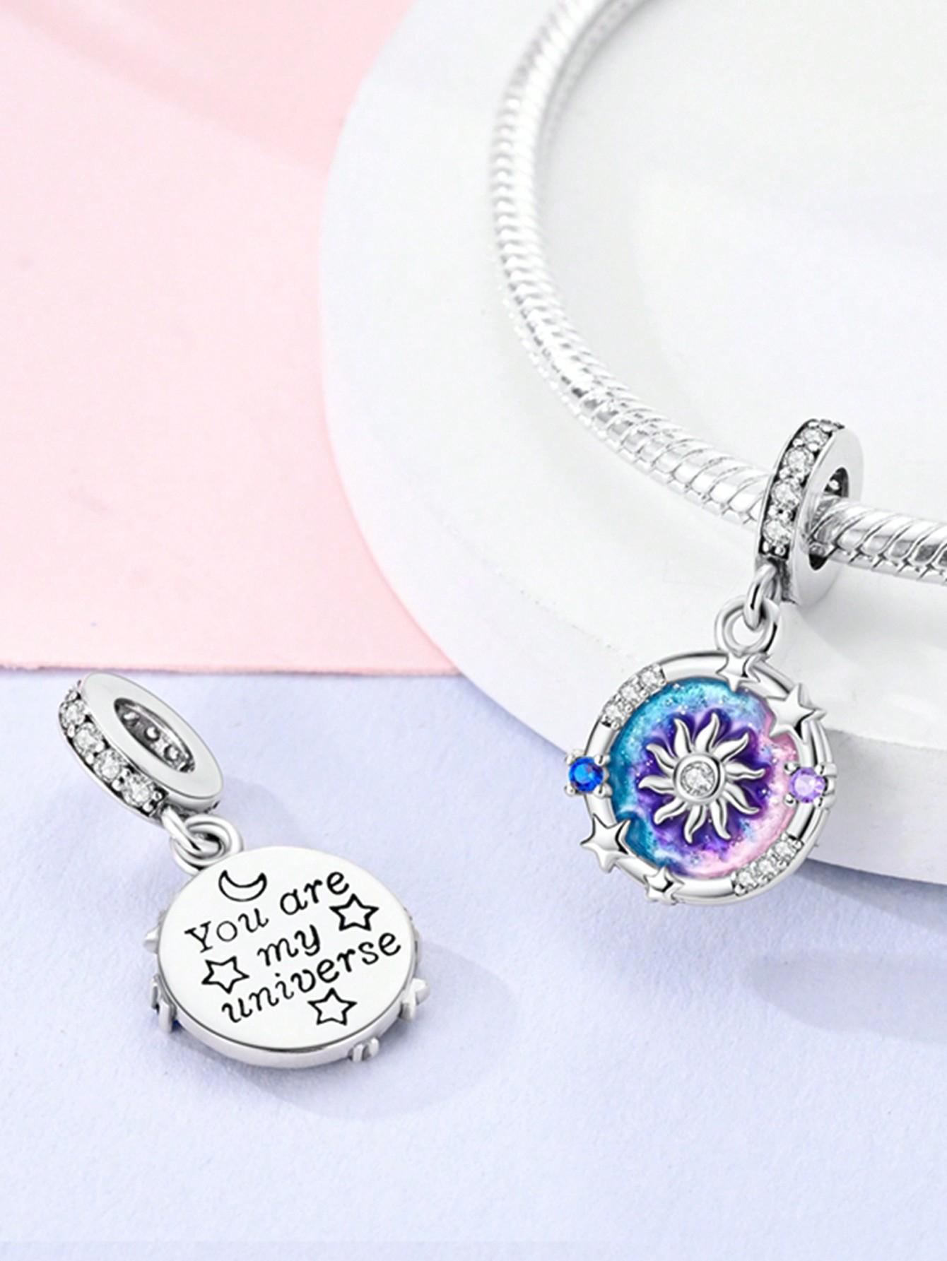 

Charm Bead Components Plata The universe the moon the stars Bead Components Charm Bead Component Copper Metal Plated Compatible With Charm Bead