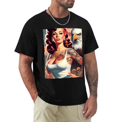Retro American Girl T-Shirt Sommerhemd kundenspezifisch lustige Kostüme T-Shirts für Männer