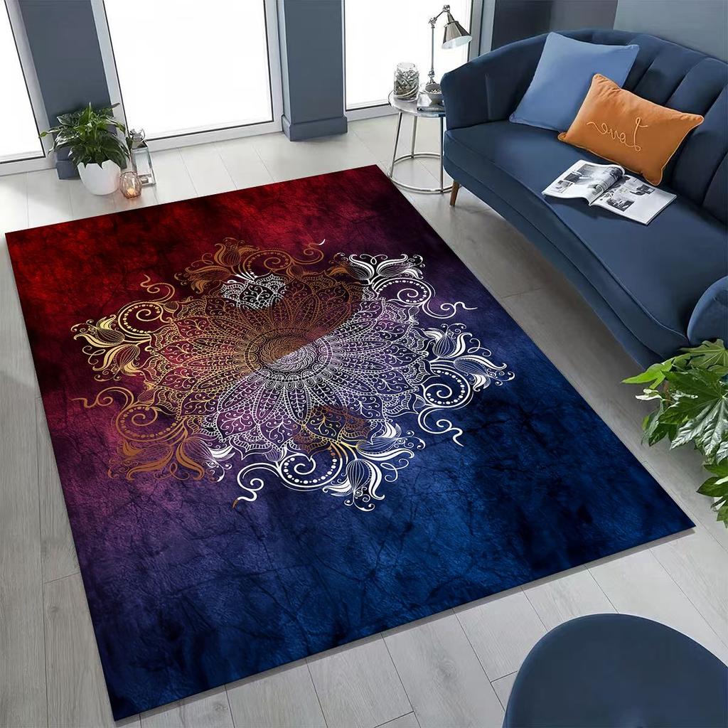 2026 Rainbow Mandala Flower Chakras Yoga Bohemia Art Rug for Bedroom Living Room Sofa Home Doormat Decor,Kid Non-slip Floor Mat