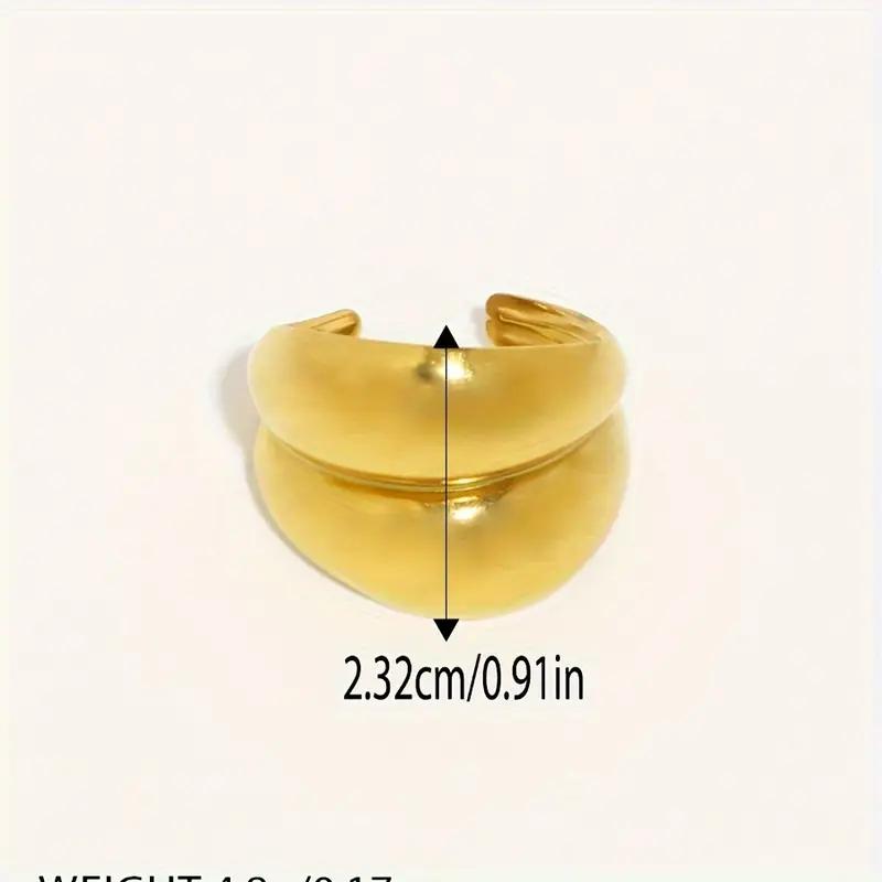 

Uself 304 Stainless Steel Metal Double Layer Geometric Cast High Quality Ring Water Resistant Texture Fashion Daily Zircon resizable