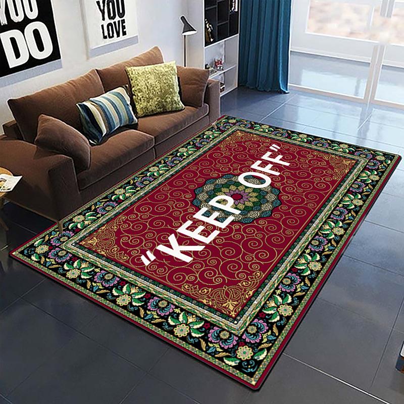 Vzor Drž se dál Dekorativní Čtvercový Koberec Moderní Dům Obývací Pokoj Podložka na Podlahu Ložnicový Koberec Umělecký Plakát Podložka Dárek pro Fanoušky Alfombra