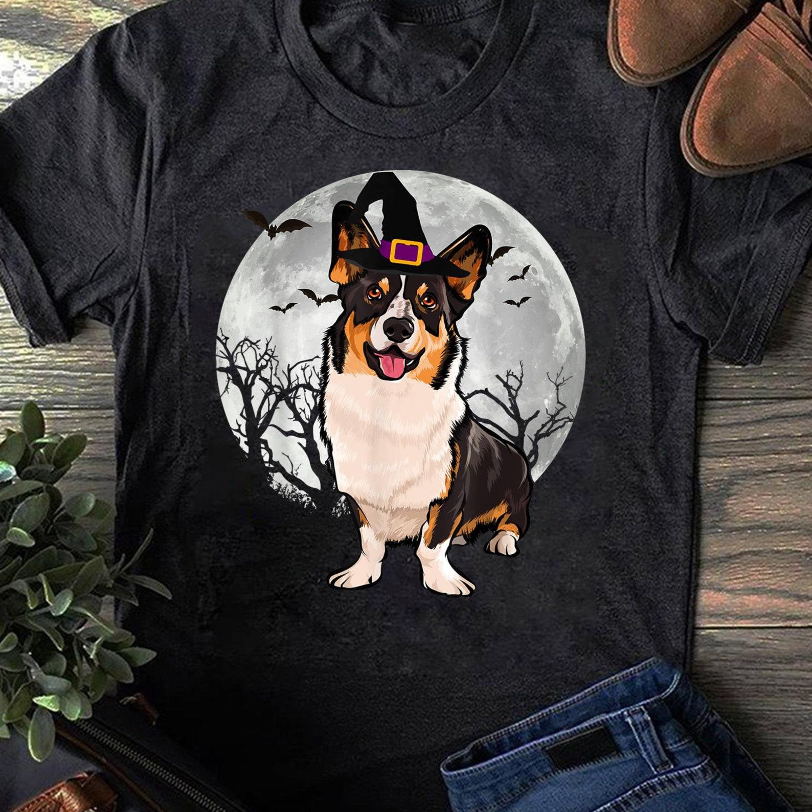 Corgi Witch Halloween T-Shirt: Funny Dog Lover Gift S
