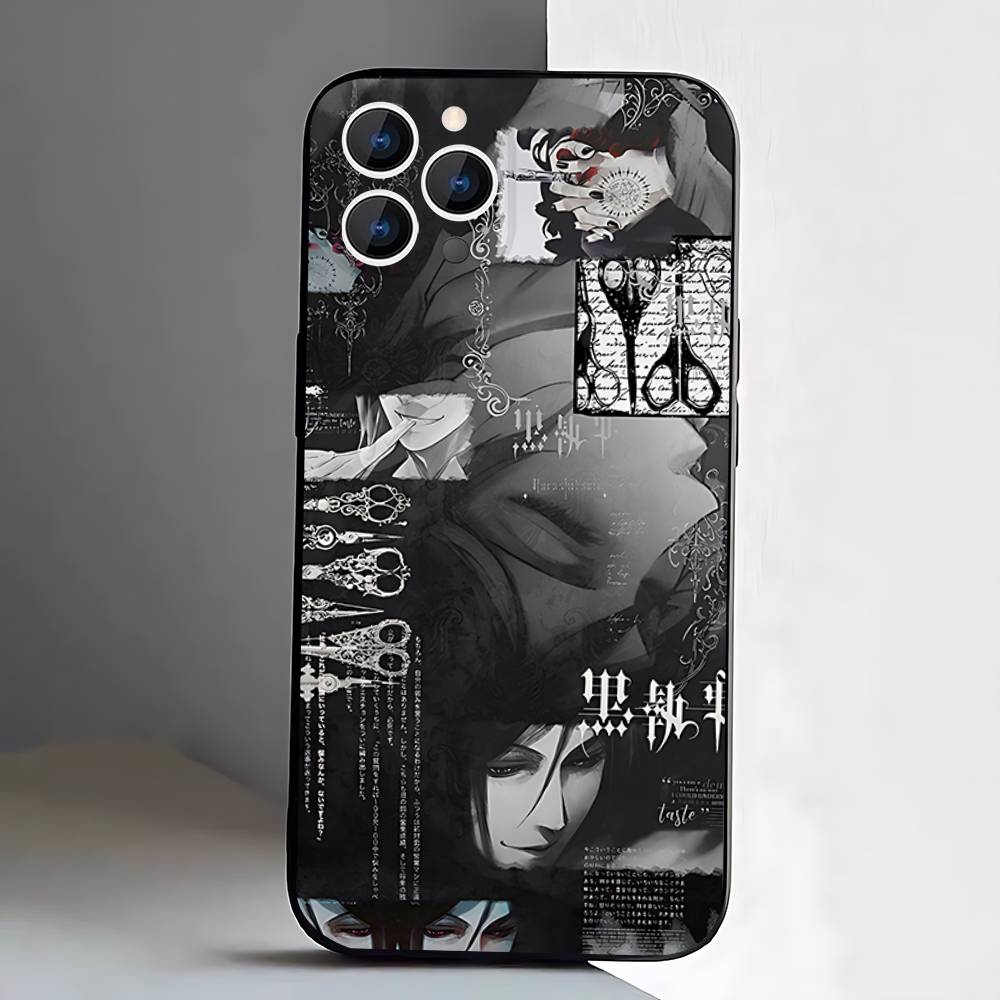 Black Butler ANIME Handyhülle Für iPhone 17,16,15,14,13,12,11,Pro,Max,Plus,E,Air,Mini Schwarz Stoßfest Funda Hülle