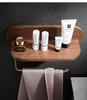 Brass Walnut Bathroom Multipurpose Storage Rack Wall Mounted Towel Rack Brushed Gold Dresser Storage Rack Bathroom Shelf