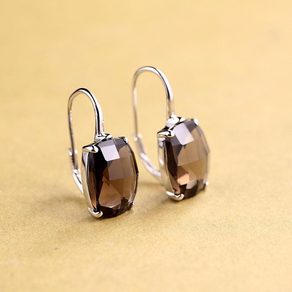 Renpin S925 Silver Handmade Faceted Amethyst Earrings for Women