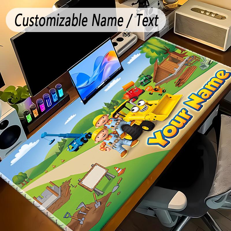 Large Mouse PadBob the Builder Custom Name Text Personalized Desk Mat Non Slip Gaming Pad