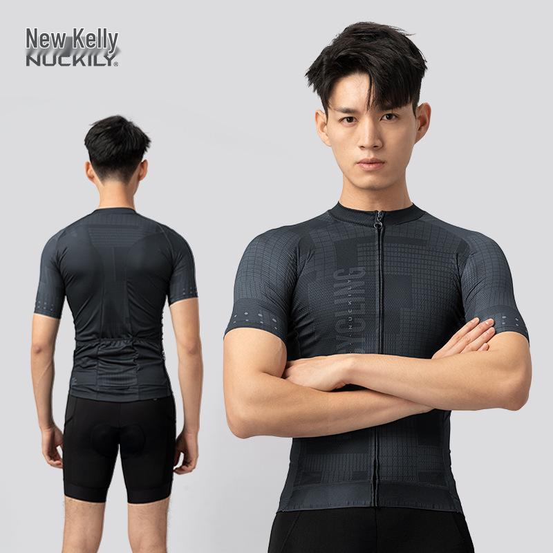 

NUCKILY Men s Quick-Dry Short Sleeve Cycling Jersey - Breathable Summer Top for Mountain and Road Biking XL
