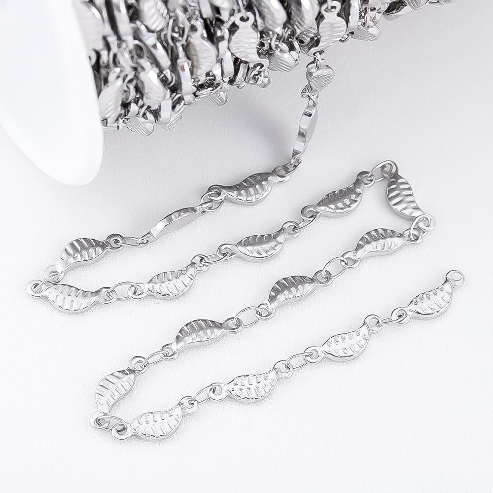 0.5M 1M Geometry Striped Square Necklace Chain Stainless Steel Circle Link Chains DIY Women Bracelets Jewelry Making Body Chain
