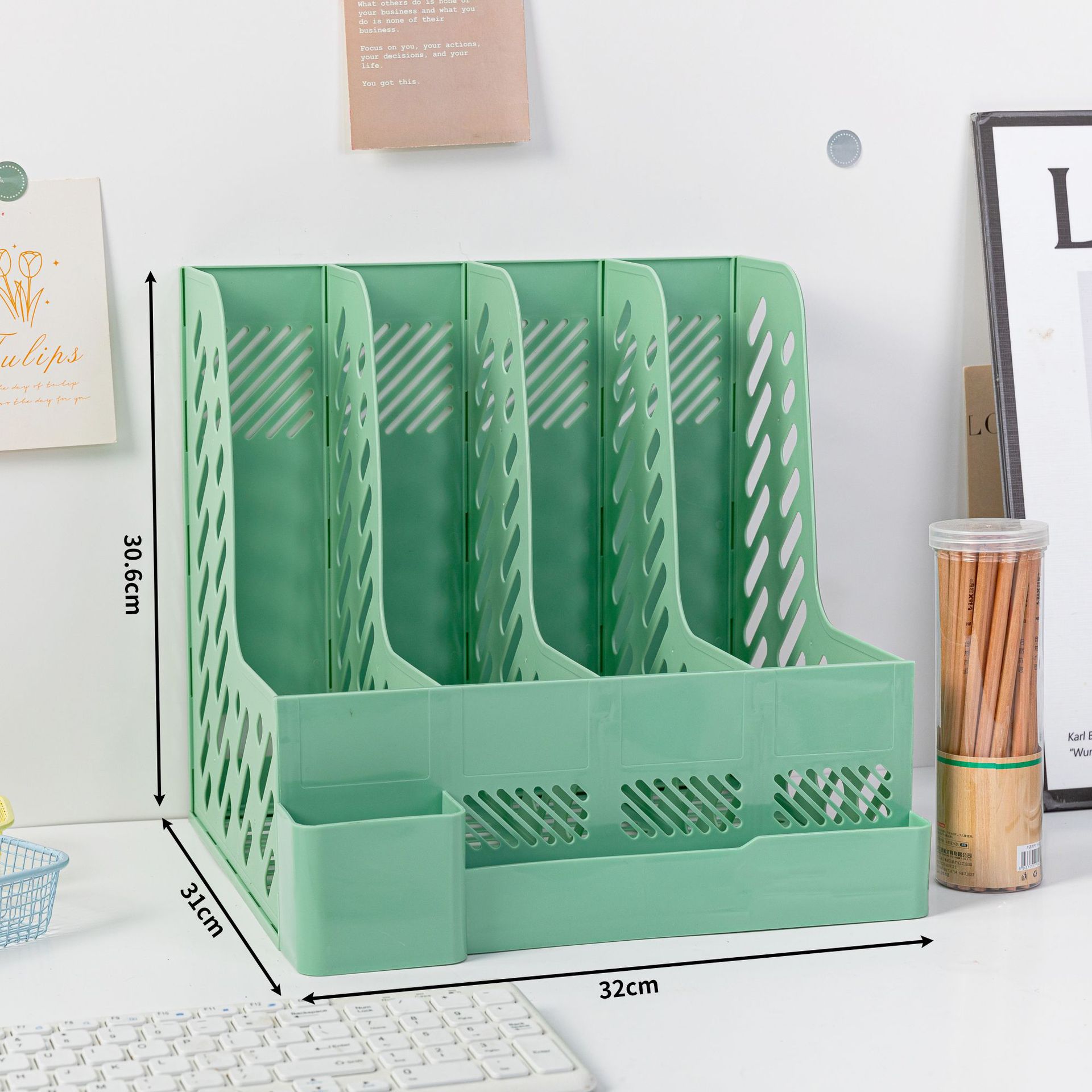 

Утолщенная рамка для файлов с подставкой для ручек, настольный органайзер для файлов для офиса, полки, четыре колонки, направляющая для файлов