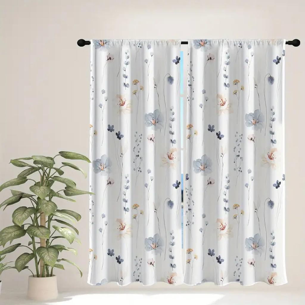 

2 шт. Штора с красными розами для гостиной, золотые цветы, карман для штанги, полиэстер, домашний декор, бесплатная доставка Small2x50W60H(CM)&Hook