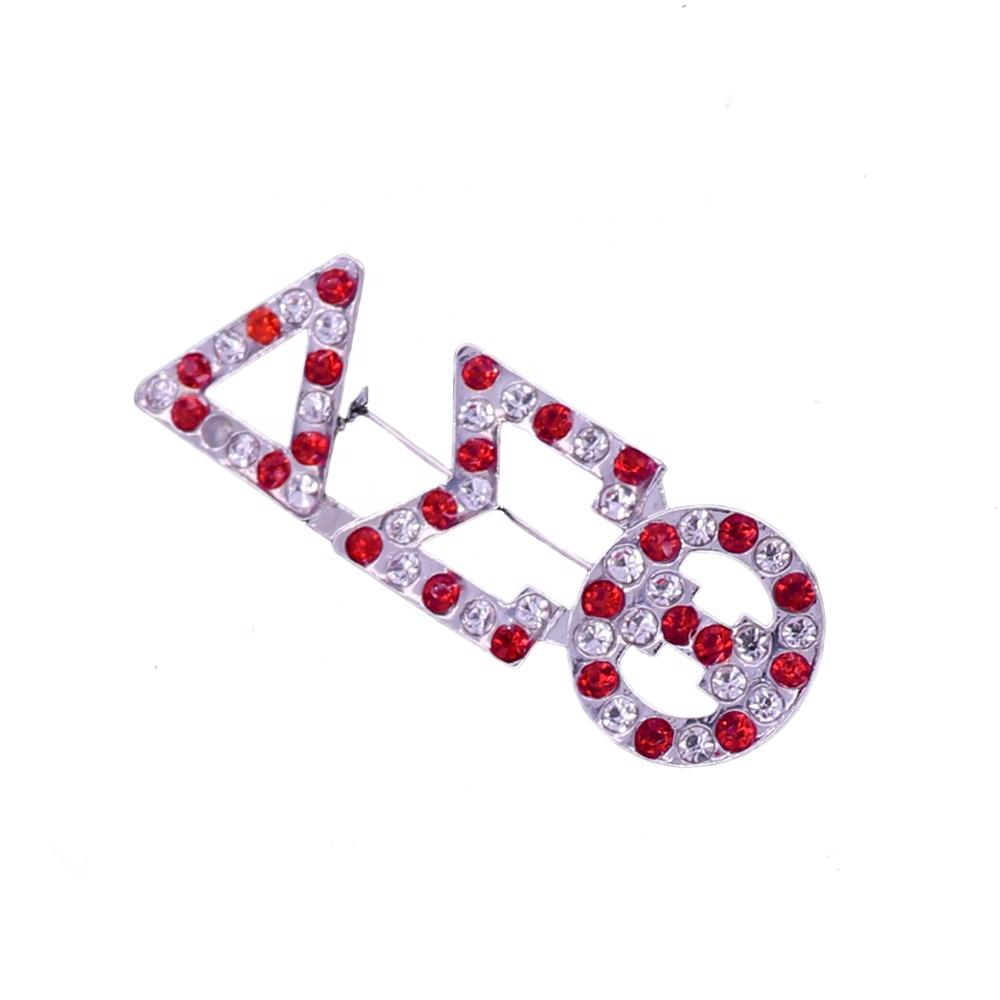 Metal Sparking Rhinestone Women Group Service EST 1920 Sorority Greek Letter ZETA PHI BETA Pins Brooch Jewelry красный