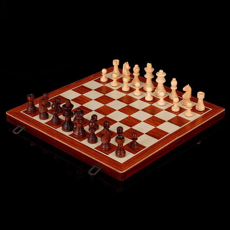 Brangdy 2-in-1 Non-Magnetic Wooden Chess and Checkers Set