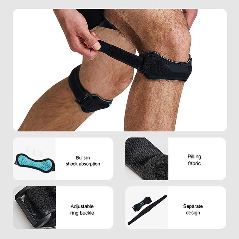 Patella Kneecap Band Adjustable Silicone Knee Tendon Strap Protector Knee Pad Shock Absorption Running Sports Gym Knee Support