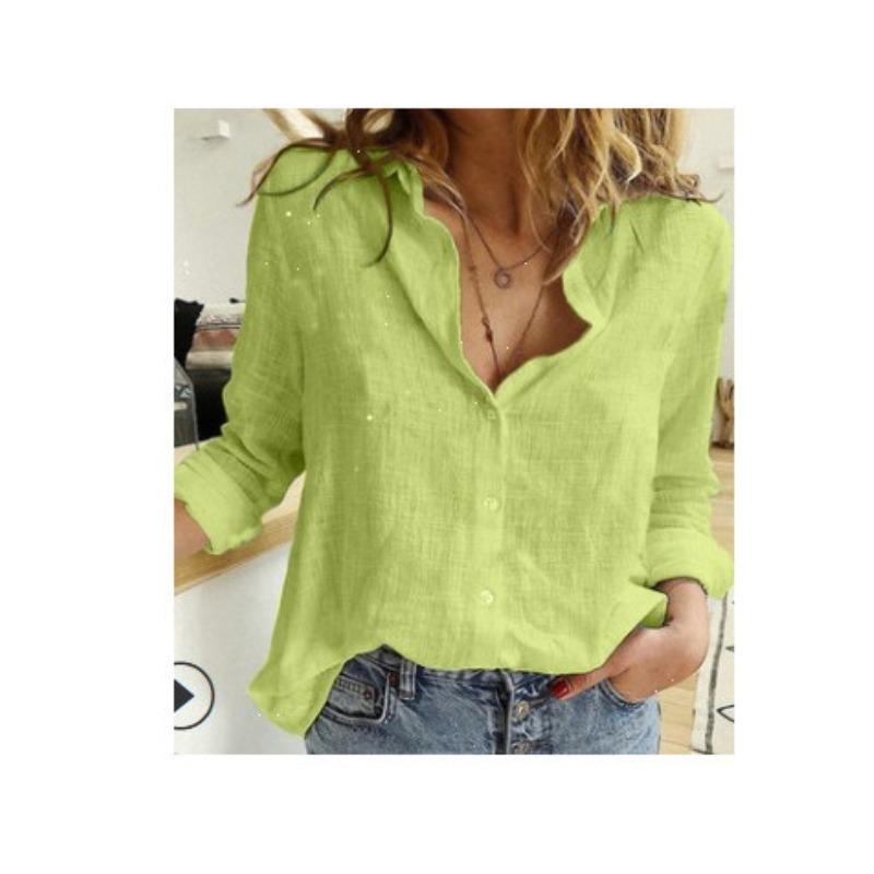 Spring and Autumn Yasun, solid color casual loose long-sleeved linen shirt