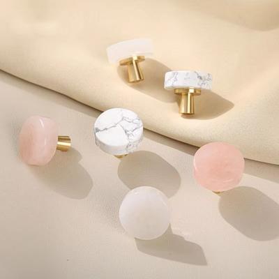Elegant Circular Shape Brass Knob Single Hole Brass Drawer Pull Nordic Style Modern Furniture Handle High-End Furniture