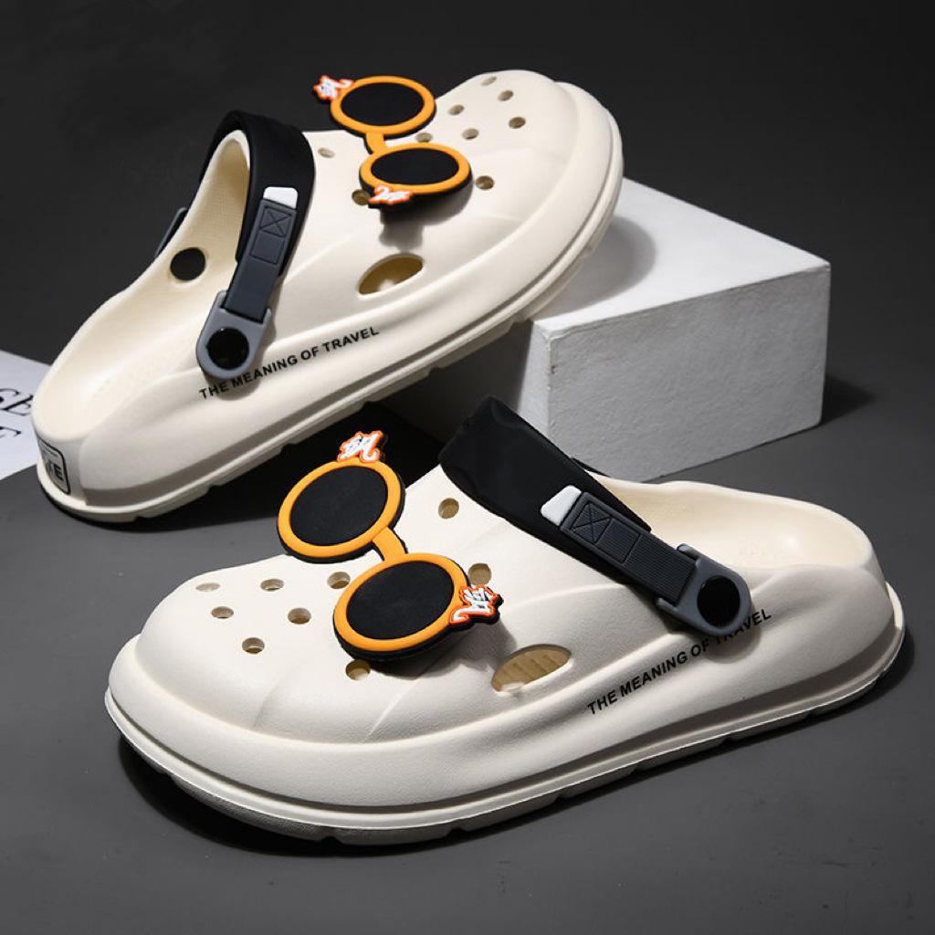 Thick-soled Hole Shoes Men's 2025 New Non-slip Thick-soled Light and Breathable Beach Bag Head Cool Slippers