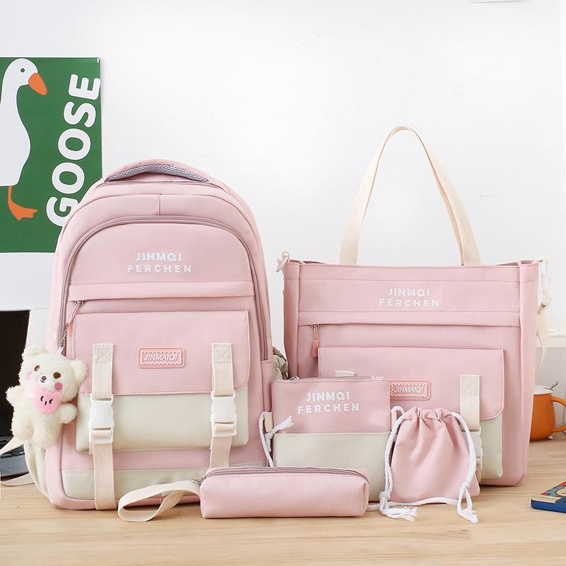 School Bag Primary School Students Children's School Backpack Junior High School Students Middle School Students Five Piece Backpack