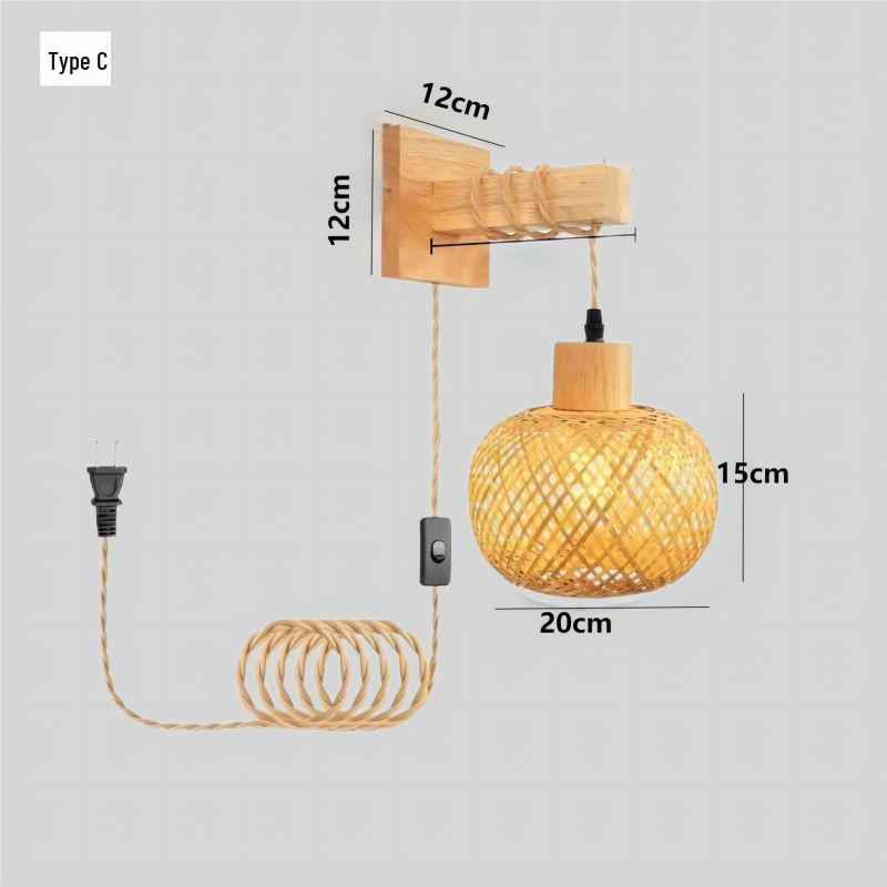 Bamboo Weaving Wall Lamp: Retro Wabi-Sabi Style for Tea Rooms and Bedrooms