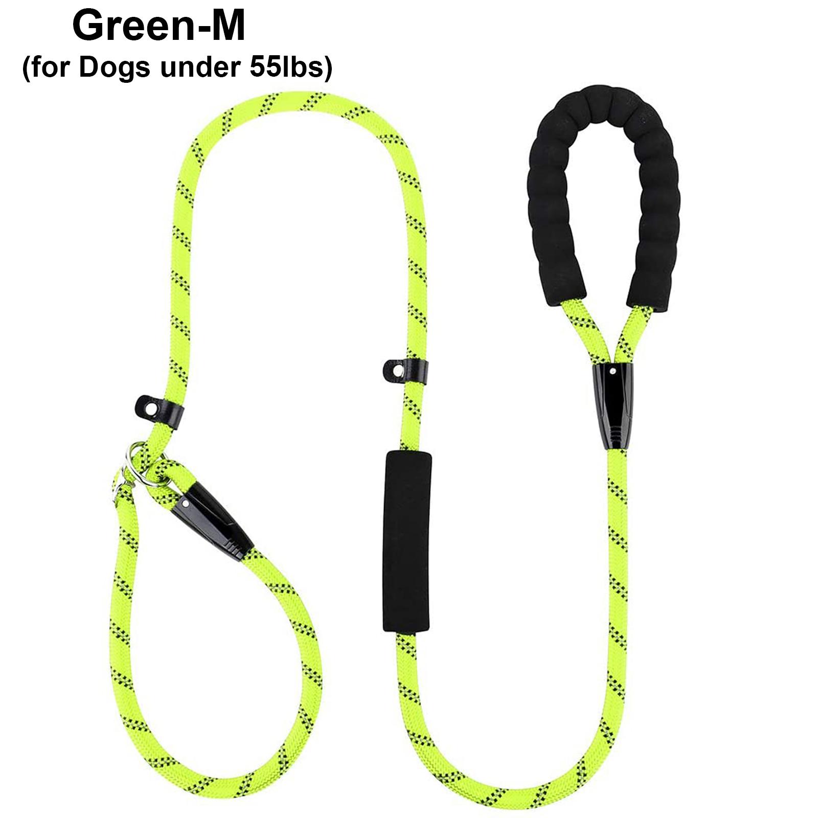 

Поводок из веревки и ниток, прочный, не скользящий, с мягкой подкладкой для дорожного движения, поводок для собак с двумя ручками M (Dogs under 55lbs) зелёный