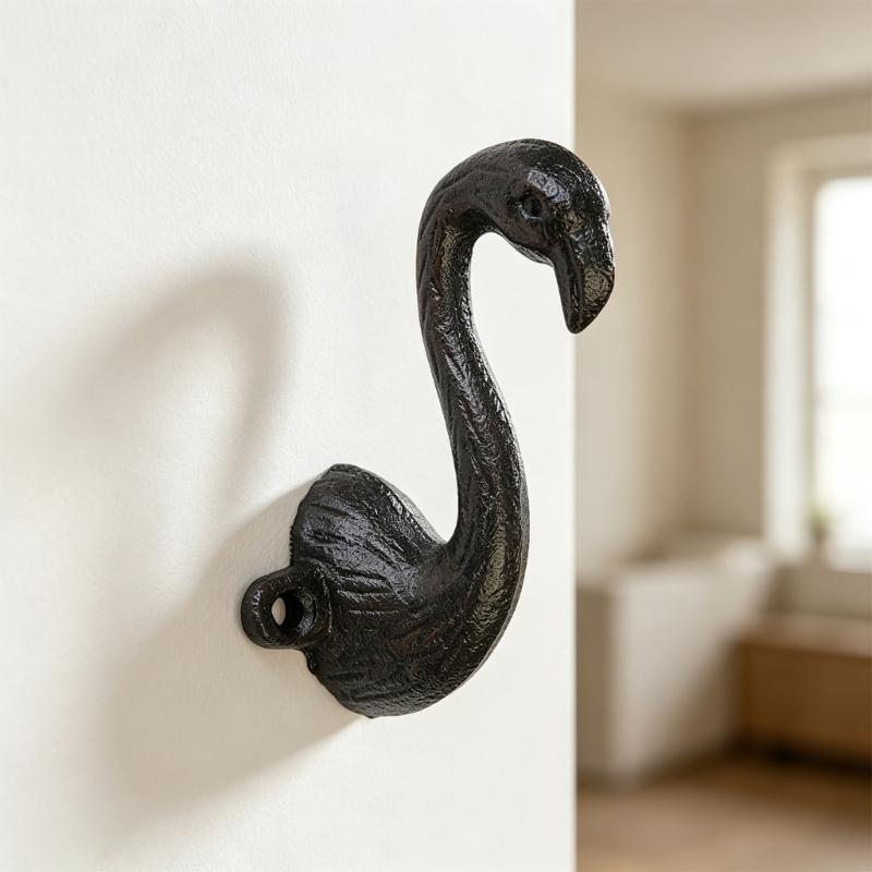 Wall Mounted Metal Hook, Bird Form Decorative Wall Hook with Two Hole Base for Outerwear Hat Scarf Bag Key Towel and Apron Hanging