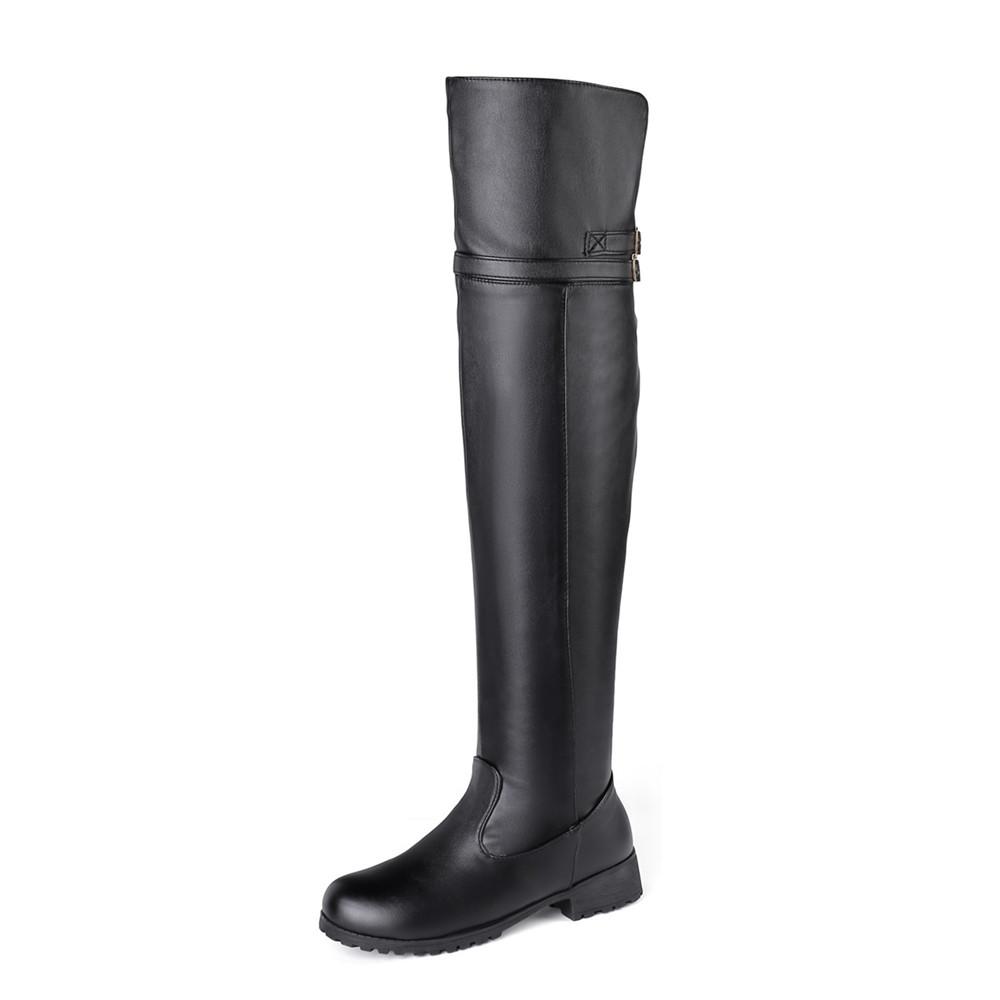Black Low Heels Over The Knee Boots Women Platform Thigh High Boots Autumn Winter Long Boots Sexy Beige Brown Size 34-43