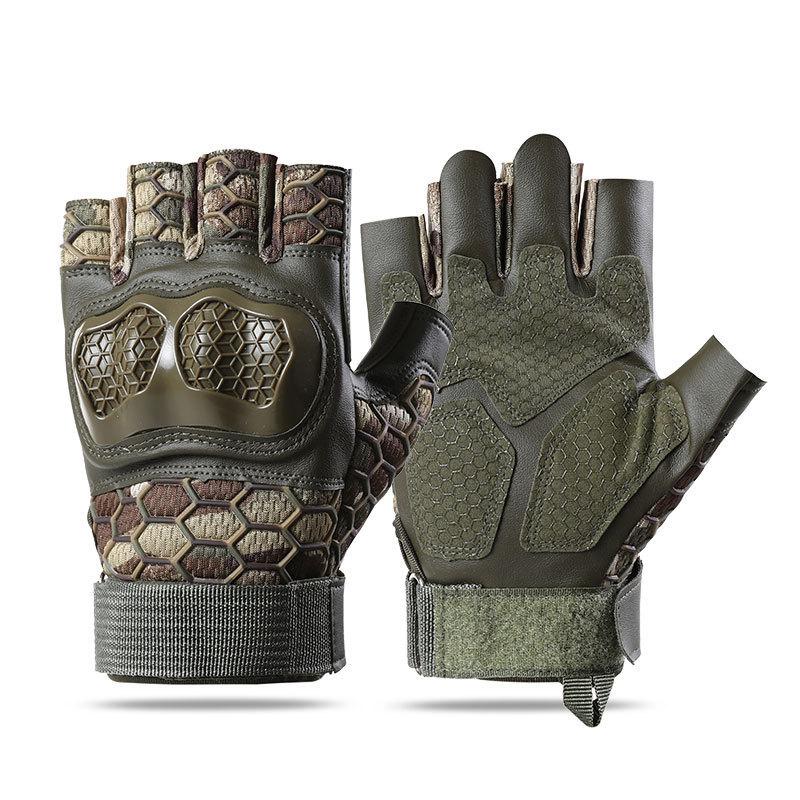 

Tactical gloves locomotive off-road motorcycle riding hard shell anti-drop non-slip riding outdoor riding half-finger gloves XL