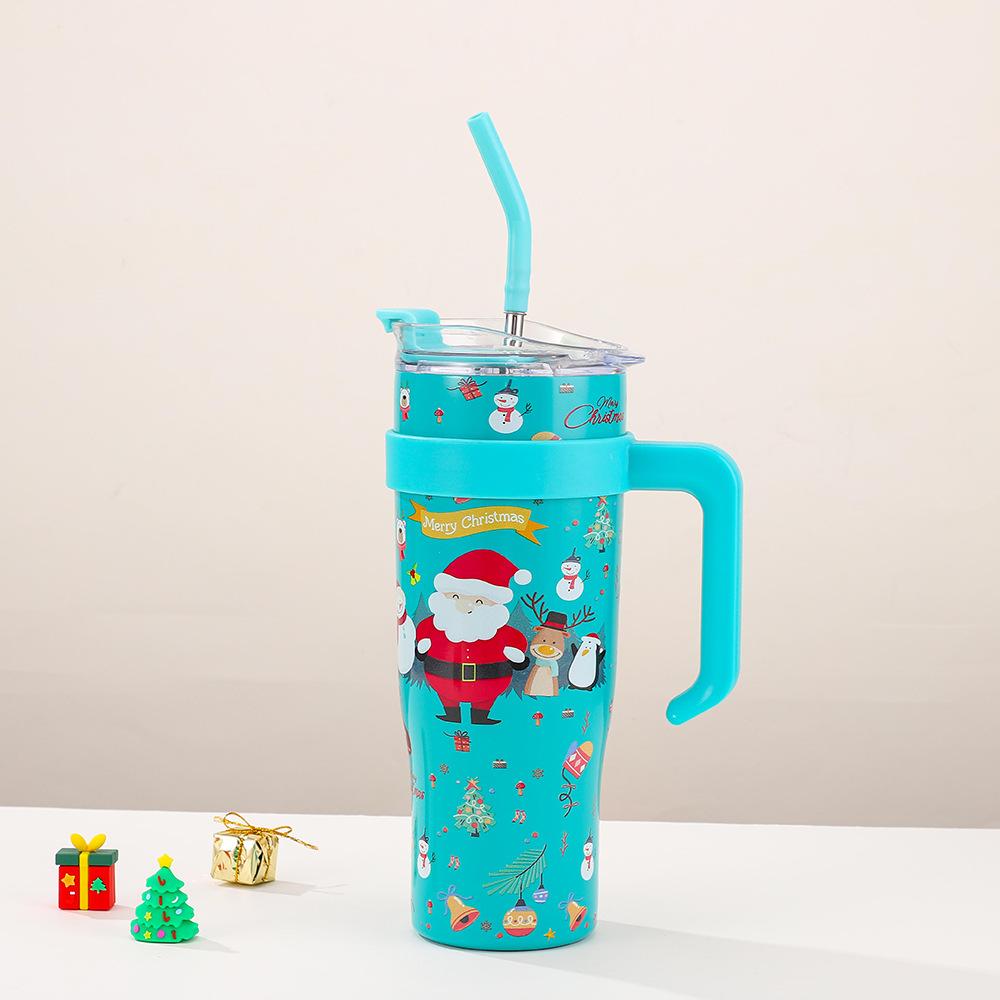 Christmas Cup 40oz Large Capacity Stainless Steel Thermos Cup Outdoor with Straw Bingba Cup