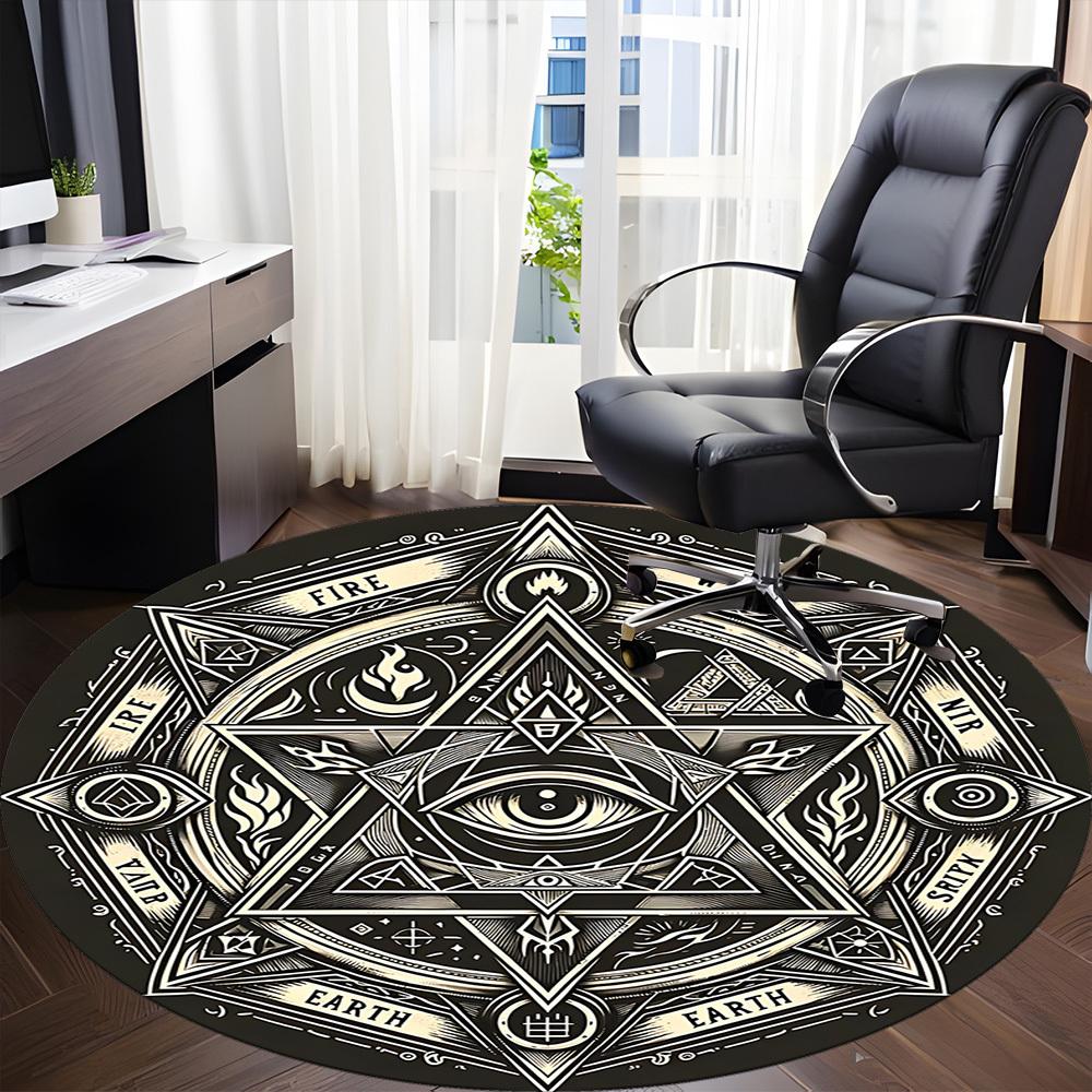 1PC Mystic Symbols Office Round Area Rug, Mat Suitable For Office, Under Office Chairs Bedroom Living Room Home Decor, Room Deco