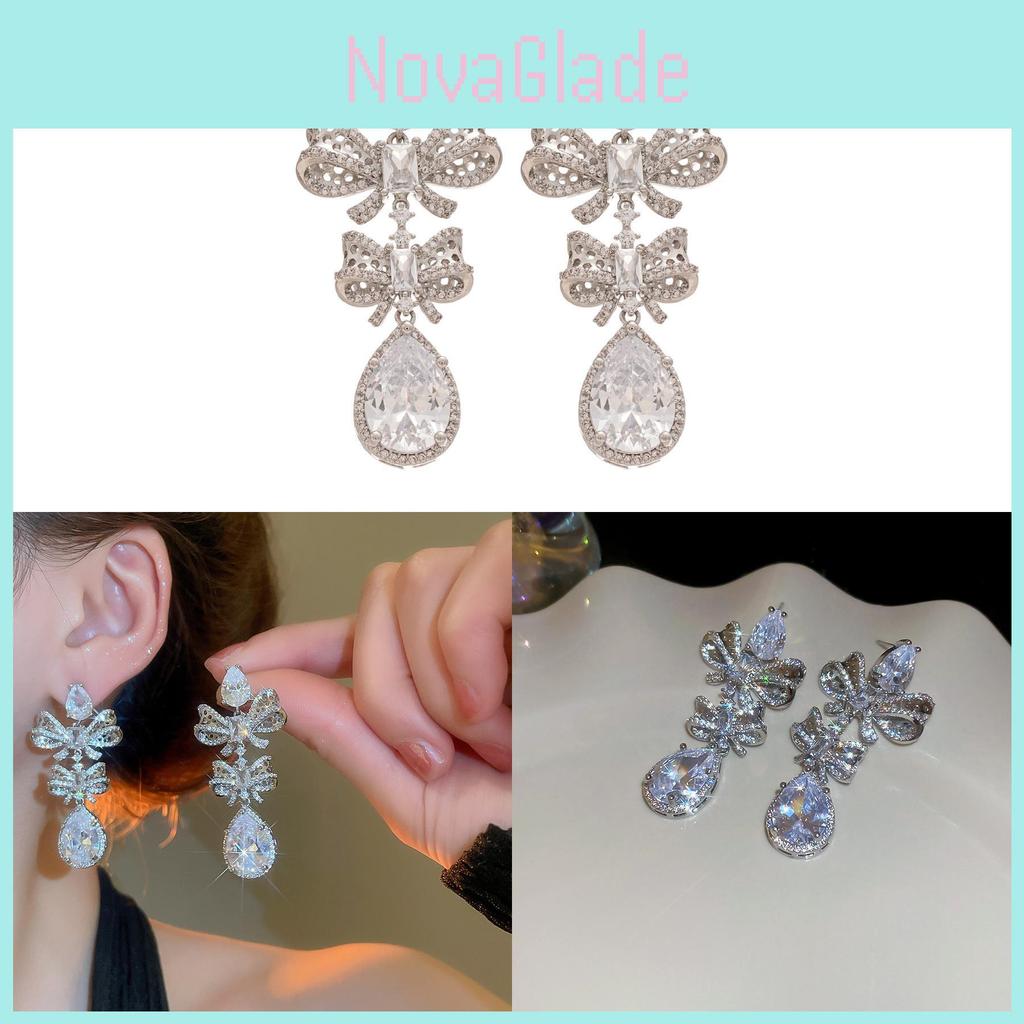 Minimalistische Schmetterlingsknoten Zirkon Wassertropfen Ohrringe für Damen Modeschmuck