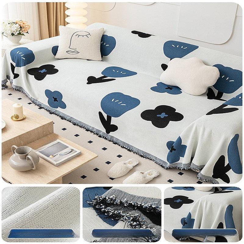 Kratzfester Chenille Sofaüberwurf Modern Schlicht All-Inclusive Rutschfest Sofabezug Vier Jahreszeiten Universal Sitzkissen Staubschutz