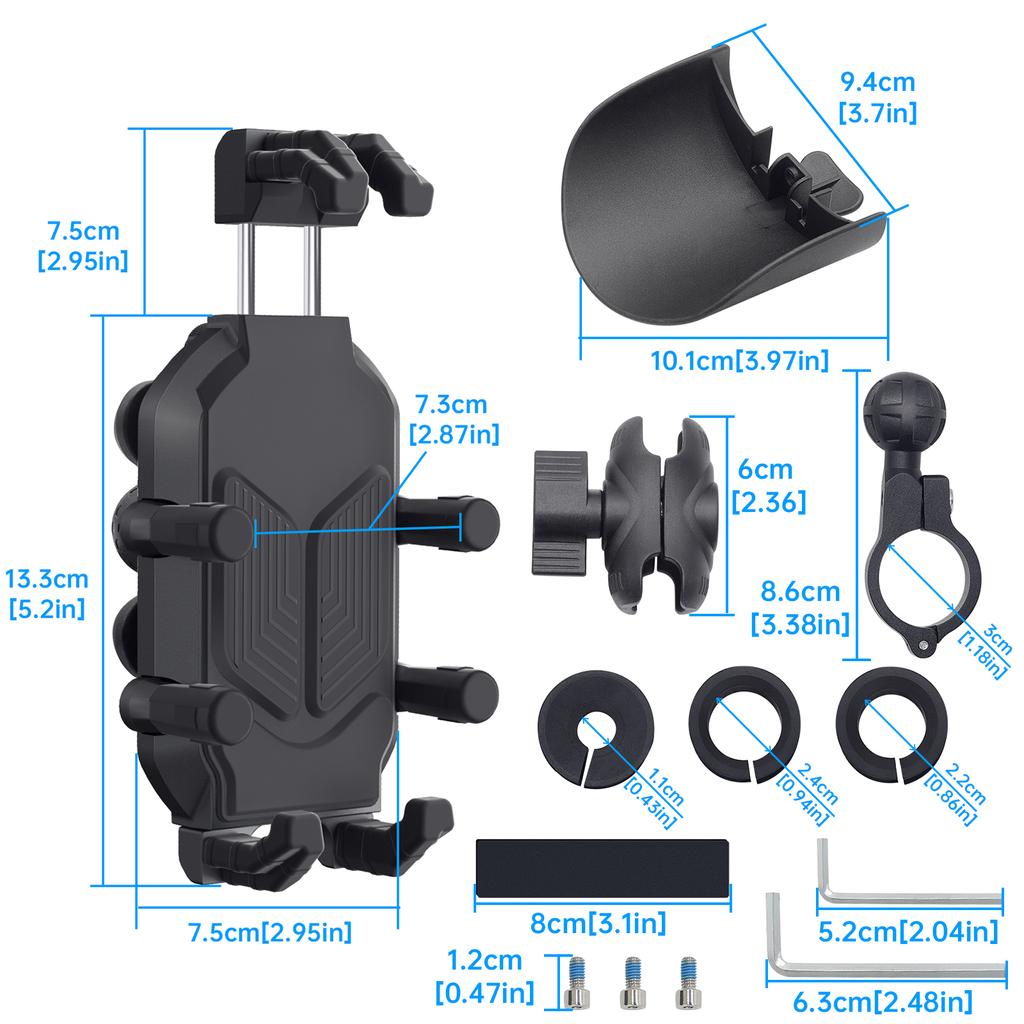 Motorcycle Bicycle Handlebar Phone Bracket QC3.0 USB Charging Mount Stand Holder