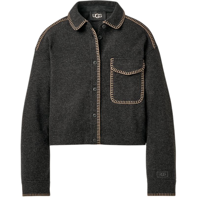 UGG Pocket Lapel Single-Breasted Long Sleeve Jacket Women jackets 1172213-BHTHR