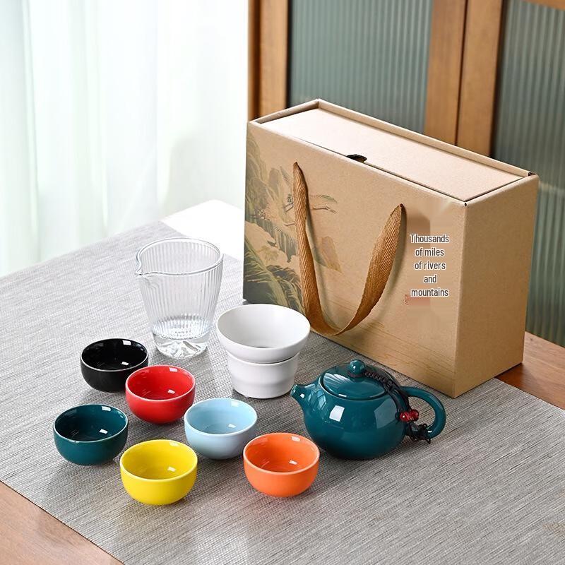 A Thousand Li Rivers & Mountains Ceramic Gongfu Tea Set