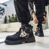 Autumn Black Trend Boots For Man Streetwear Lace-up Platform Boots Man Designer Shoes Comfy Round Toe Leather Men's Ankle Boots