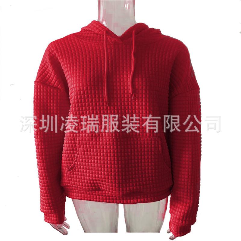 Autumn and Winter Women's Clothing Small Style Round Neck Hooded Long Sleeved Sweatshirt Solid Color Top for Women