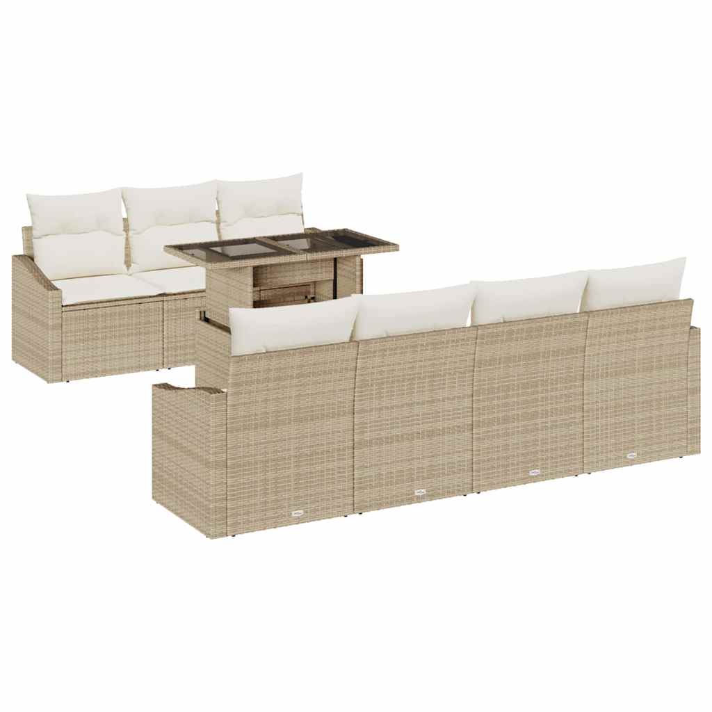 Garden Sofa Set with Cushions 8 Pcs Beige and Cream Poly Rattan